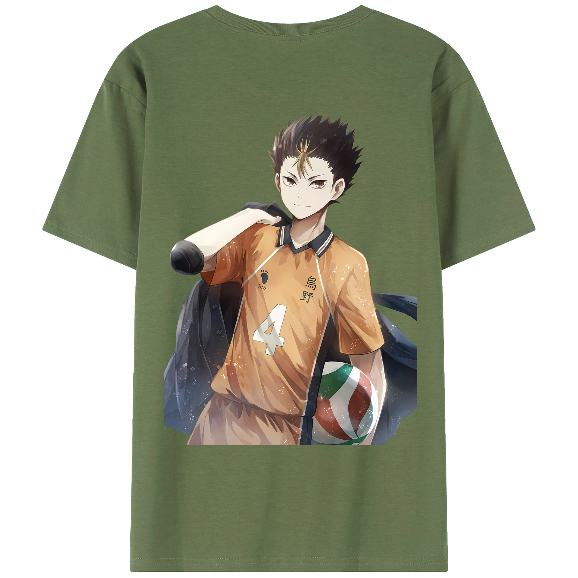 （画像用） ハイキュー!! Haikyu!! 綿100％ メンズ半袖Tシャツ（バックプリント） 通気性
